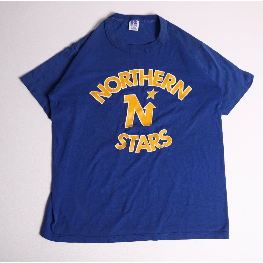 Vintage 80s Russell Athletic Northern Stars T-Shirt Blue Made in USA Medium